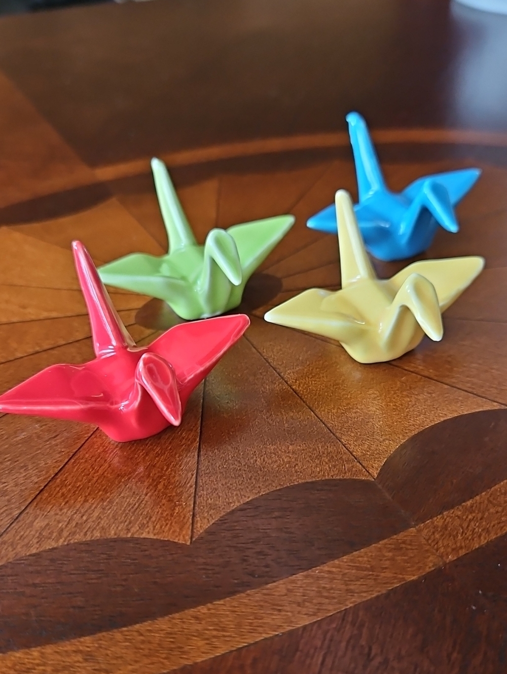 Japanese Ceramic Origami Crane Chopstick Rests - Set of 4 (Multi-Color)